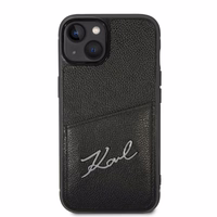 Karl Lagerfeld Signature Logo karšu viedtālruņa apvalks iPhone 14 Plus - melns