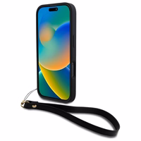 DKNY Wrist Strap Stock Logo viedtālruņa apvalks iPhone 16 Pro Max - melns
