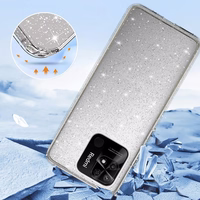 Crystal Glitter viedtālruņa apvalks Xiaomi Redmi 10C sudraba