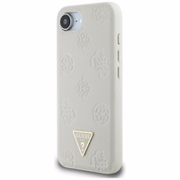 Guess Grained Hot Stamp Peony Triangle Logo magnētiskais viedtālruņa apvalks iPhone 16e - bēšs