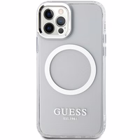 Guess Metal Outline MagSafe viedtālruņa apvalks iPhone 12 / iPhone 12 Pro – sudrabains