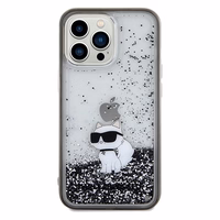 Karl Lagerfeld Liquid Glitter Choupette viedtālruņa apvalks iPhone 13 Pro Max - caurspīdīgs