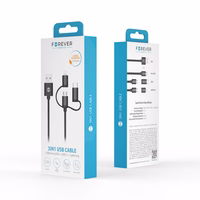 Forever 3in1 kabelis USB - Lightning + USB-C + microUSB 1,0 m 1,5A melns