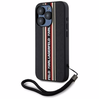 Karl Lagerfeld Saffiano Athleisure Stripes Cord viedtālruņa apvalks iPhone 15 Pro Max - sarkans