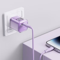Acefast A53 PD 30W GaN USB-C lādētājs ar ekrānu - violets