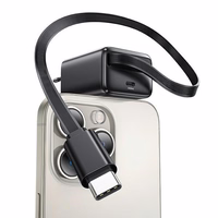 USAMS Tīkla lādētājs 1xUSB-C ar satītu kabeli USB-C Retractable PD+QC 20W Gan Fast Charging melns YC Series CC233TC01 (US-CC233)