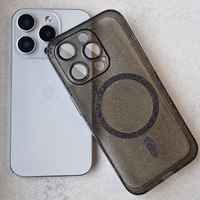 Glitter magnētiskais viedtālruņa apvalks Iphone 14 Pro melns caurspīdīgs