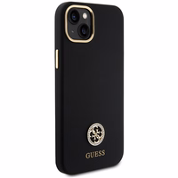 Guess Silikona Logo Strass 4G Viedtālruņa apvalks iPhone 15 Plus / 14 Plus 6.7" - melns