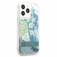 Guess GUHCP13LLFLSN iPhone 13 Pro / 13 6.1" zaļš/zaļš cietais apvalks ziedu šķidrs spīdums