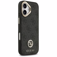 Guess 4G Strass Logo & Big Strap Metal Buttons Magnētiskais apvalks iPhone 17 - melns
