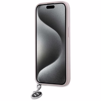 Karl Lagerfeld Saffiano Rhinestones & Charm viedtālruņa apvalks iPhone 15 / 14 / 13 - rozā