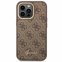 Guess GUHCP14LHG4SHW iPhone 14 Pro 6.1 "brūns / brūns cietais apvalks 4G Vintage Zelta Logotipa