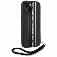 Karl Lagerfeld Saffiano Athleisure Stripes Cord viedtālruņa apvalks iPhone 15 - rozā