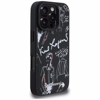 Karl Lagerfeld Grained Pattern & Logo MagSafe Maciņš for iPhone 16 Pro - melns