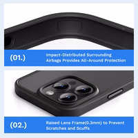 Rock Guard sērijas viedtālruņa apvalks Iphone 16 Pro Max caurspīdīgs-melns