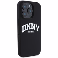 DKNY Silikona baltais drukāts logotips magnētiskais viedtālruņa apvalks iPhone 16 Pro Max - melns