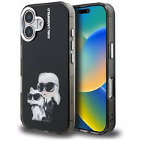 Karl Lagerfeld IML Aquarelle Karl & Choupette & Logo iPhone 16 macins - melns