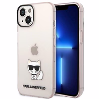 Karl Lagerfeld Caurspīdīgs Choupette Viedtālruņa apvalks iPhone 14 Plus / 15 Plus 6.7" - rozā