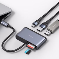 USAMS adapteris HUB 5w1 USB 2.0/USB 3.0/ USB-C/TF/SD tumši pelēks SJ628HUB01 (US-SJ628)
