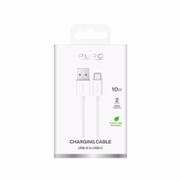 Puro 10W TPE USB-A - USB-C kabelis 2m - balts