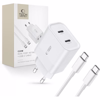 Tech-Protect C20W 2x USB-C PD 20W lādētājs ar USB-C / USB-C kabeli - balts