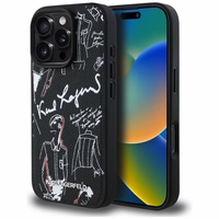 Karl Lagerfeld Grained Pattern & Logo MagSafe Maciņš for iPhone 16 Pro - melns