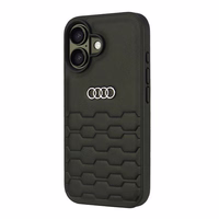 Audi Sintētiskās ādas iPhone 16 6.1" melns/melns cietais apvalks AU-TPUPCIP16-GT/D2-BK
