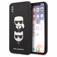 Karl Lagerfeld Saffiano Karl&Choupette Galvas viedtālruņa apvalks iPhone XS Max - melns