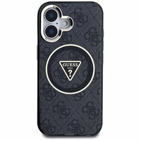 Guess IML Metal Glitter 4G Circle Triangle magnētiskais viedtālruņa apvalks iPhone 16 - melns