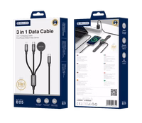 JELLICO kabelis B25 3w1 (Apple Watch) 3.1A 1.2M melns