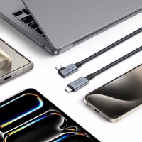 Tech-Protect UltraBoost Max L USB-C 4.0 (taisns) / USB-C 4.0 (leņķa) PD 240W 8K 40Gbps 1.5m kabelis - pelēks