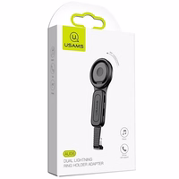 USAMS Adapteris AU06 2w1 Lightning - 2 x lightning + gredzena turētājs melns SJ274LN01 (US-SJ274)