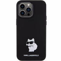 Karl Lagerfeld Silikona Choupette Metal Pin apvalks viedtālrunim iPhone 15 Pro - rozā