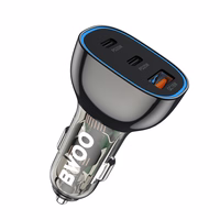 BWOO PD car lādētājs 2x USB-C port + USB-A 68W melns