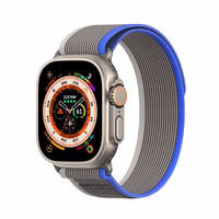 Sporta Velcro siksna Apple Watch Ultra / 9 / 8 / 7 / 6 / SE / 5 / 4 / 3 / 2 / 1 (42, 44, 45, 49 mm) Dux Ducis siksna YJ versija - zila-pelēka