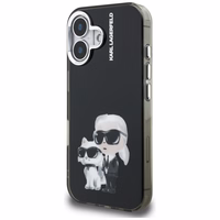 Karl Lagerfeld IML Aquarelle Karl & Choupette & Logo iPhone 16 macins - melns