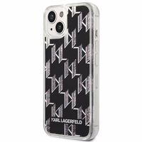 Karl Lagerfeld KLHCP14SLMNMK iPhone 14 6.1 "cietais viedtālruņa apvalks melns / melns šķidrais mirdzums Monogram