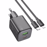 Lādētājs Hoco USB A + USB C QC PD 3A 20W + kabelis USB C uz Lightning N41 melns