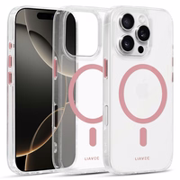 Liavec Spīdīgs Magnētiskais Caurspīdīgs viedtālruņa apvalks Iphone 16 Pro rozā