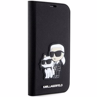 KARL LAGERFELD KLBKP14XSANKCPK IPHONE 14 PRO MAX 6.7 "GRĀMATIŅAS TIPA MACIŅŠ MELNS/MELNS SAFFIANO KARL & CHUPETTE