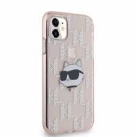 Karl Lagerfeld IML Choupette galvas un monogrammas apvalks iPhone 11 / Xr - rozā