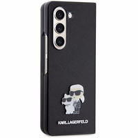 Karl Lagerfeld Saffiano Karl&Choupette Pin viedtālruņa apvalks Samsung Galaxy Z Fold 5 - melns