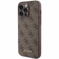 Guess 4G Metal Gold Logo viedtālruņa apvalks iPhone 15 Pro Max - brūna
