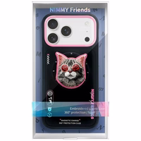 Nimmy Glasses Cool Cat magnētiskais viedtālruņa apvalks iPhone 17 Pro - melns un rozā