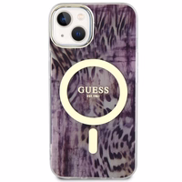 Guess Leopard Magnētiskais viedtālruņa apvalks iPhone 14 - rozā