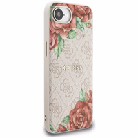Guess 4G Flowers Print magnētiskais viedtālruņa apvalks iPhone 16e - rozā