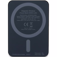 Guess Magnētiskā Metāla Script Logotips indukcijas portatīvais lādētājs 15W 5000mAh - melna