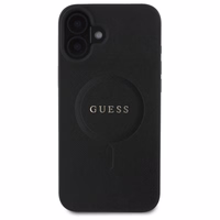 Guess Saffiano Classic Logo Magnētiskais viedtālruņa apvalks iPhone 16 - melns