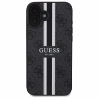 Guess 4G Printed Stripes Magnētiskais viedtālruņa apvalks iPhone 16 - melns