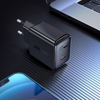 Acefast GaN USB Type-C 30W lādētājs, PD, QC 3.0, AFC, FCP, melns (A21 black)